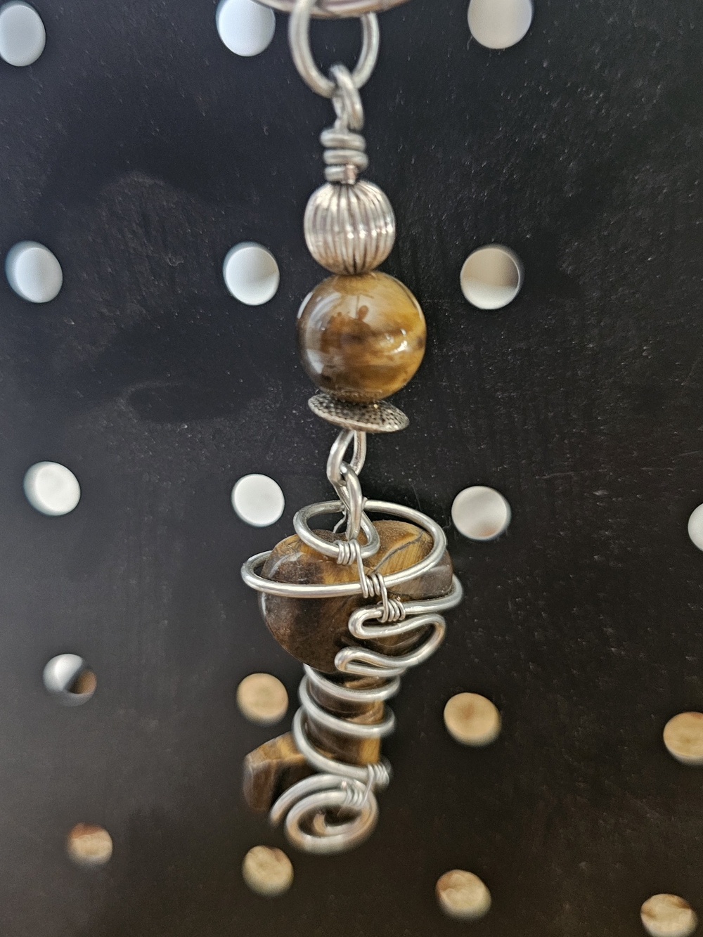 Handcrafted Brown Tiger's Eye Spiral Pendant Necklace